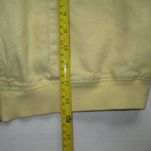 Chicos Design Women's Jacket Sz 2 100% Linen Full Zip Yellowl Bomber Pockets - Picture 9 of 11